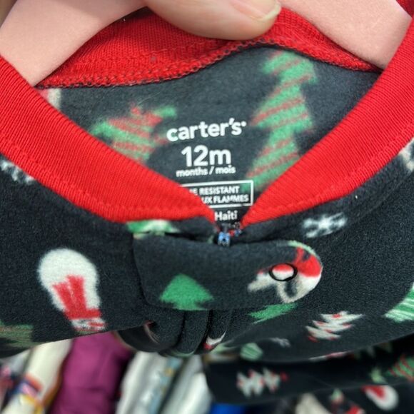 Carters Fleece Holiday Sleeper Pjs‎ 12m NWT - Picture 4 of 5